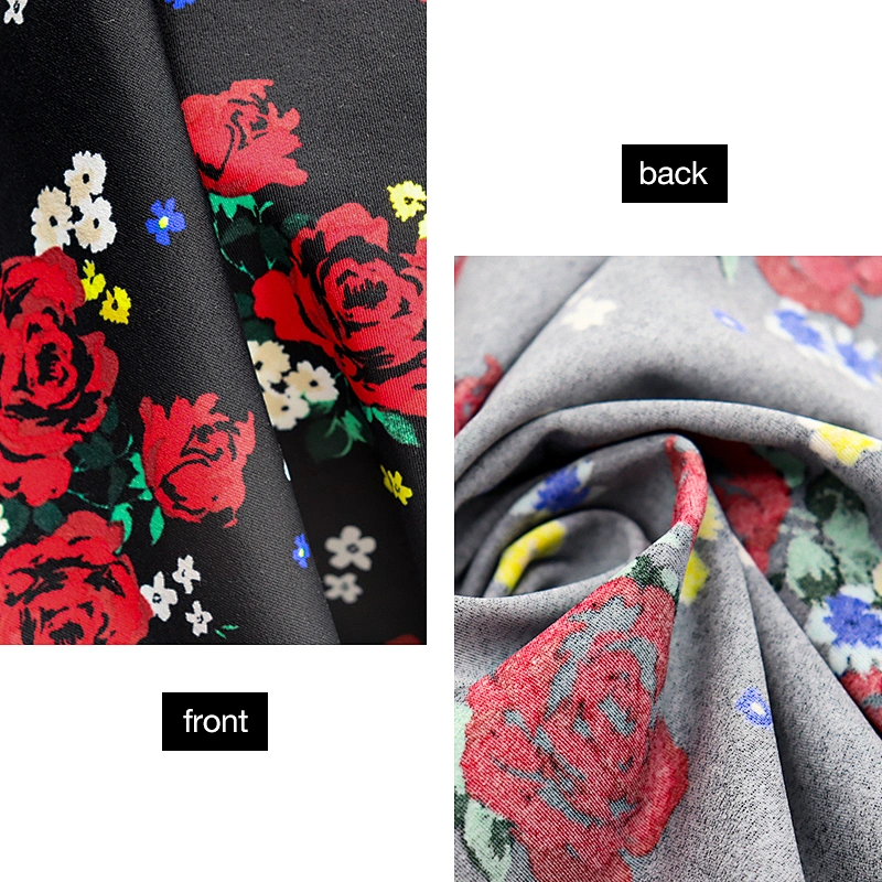 Four sides spring rose knit printed swimsuit fabric